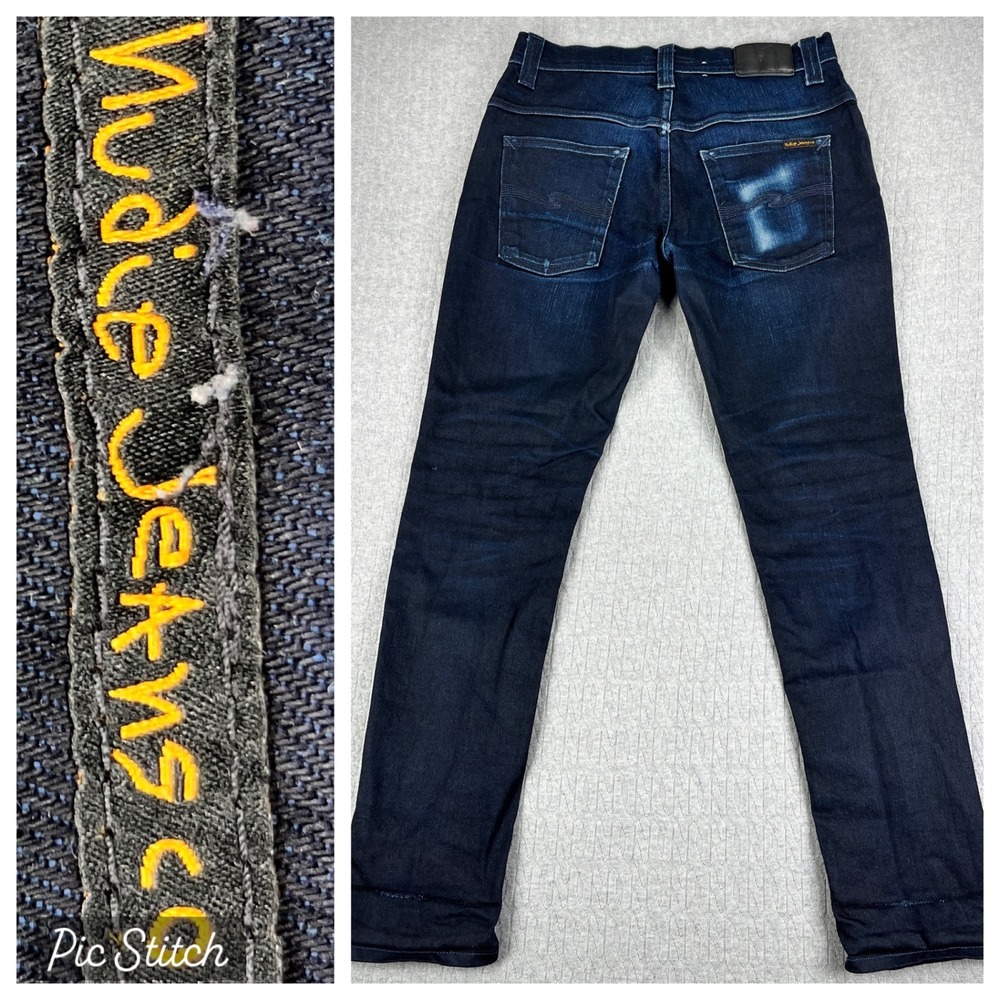 Nudie Jeans Co Denim Pants‎ Mens 31x32 Dark Indigo Slim Fit Button Fly Jeans